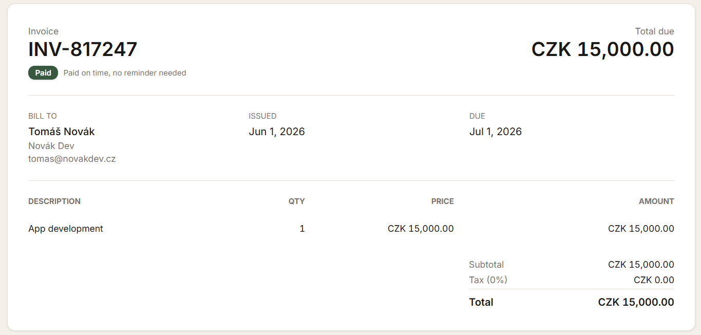 Ledgerly invoice detail